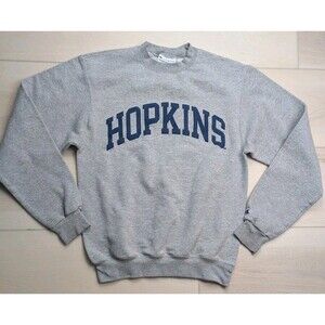 Champion Johns Hopkins University Crewneck Sweater Mens Small Gray Embroidered